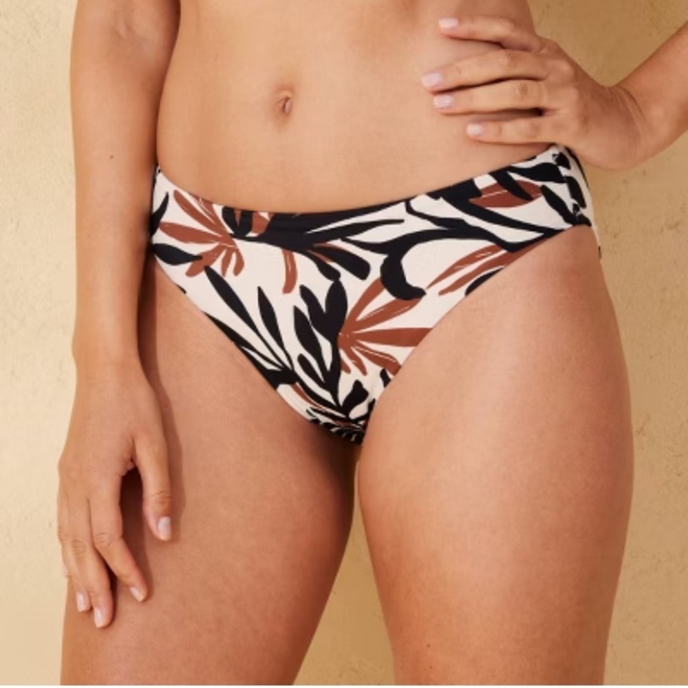 Shade & Shore Black Brown Cream Tropical Bikini Bottom